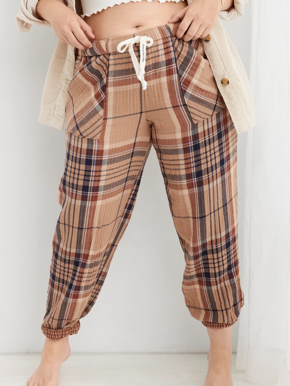 Aerie Soft Gauze Pajama Jogger Cappuccino SZ Small